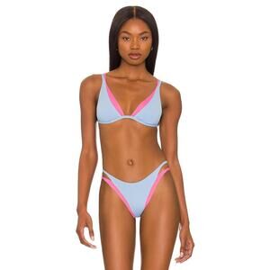 L*SPACE Finneas Bikini Top Aura Bubble Gum Triangle Layered Look Large NEW